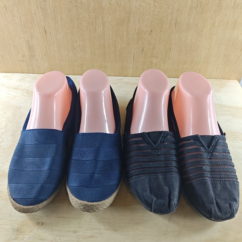 Women’s Casual Slip-On Espadrilles - Navy and Black